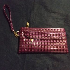 Purple clutch with in zippered pouch